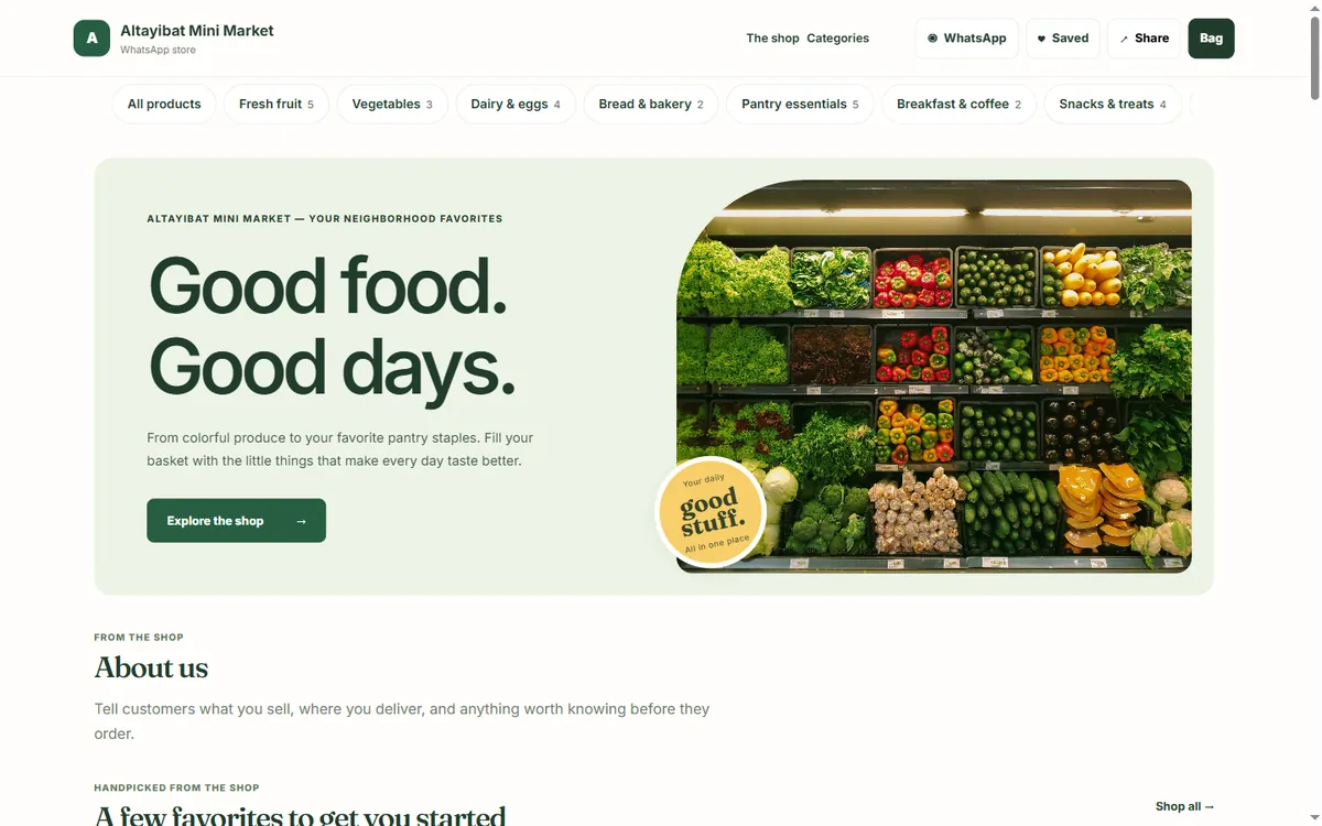 Altayibat Mini Market: a demo store built on MiniStore.