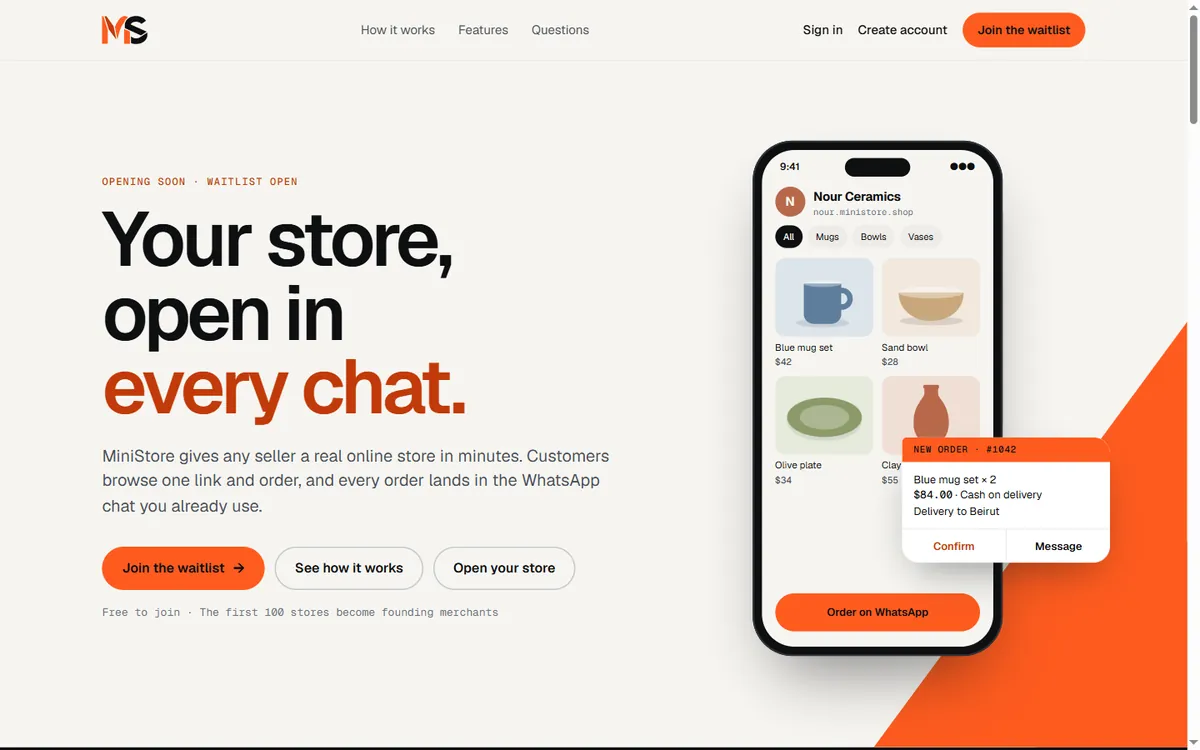 MiniStore: the platform sellers sign up to.